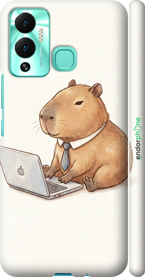 3D пластиковый матовый чехол Funny Capybara CEO Working для Infinix Hot 12 Play - 6777m-2759 изображение 