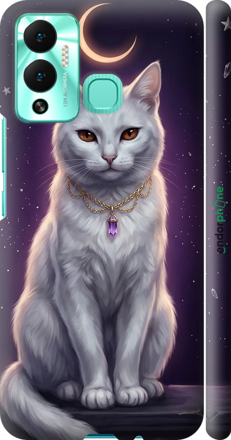 3D пластиковий матовий чехол Mystic White Cat Gothic Dark Purple Gold для Infinix Hot 12 Play - 6805m-2759 изображение 