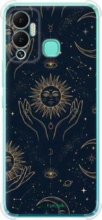 Силіконовий протиударний с посиленими кутами чехол Celestial Harmony: Sun & Moon Gold Mystic Pattern для Infinix Hot 12 Play - 6778sp-2759 изображение 