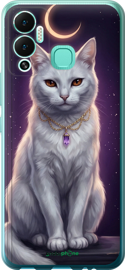 Силиконовый чехол Mystic White Cat Gothic Dark Purple Gold для Infinix Hot 12 Play - 6805u-2759 изображение 