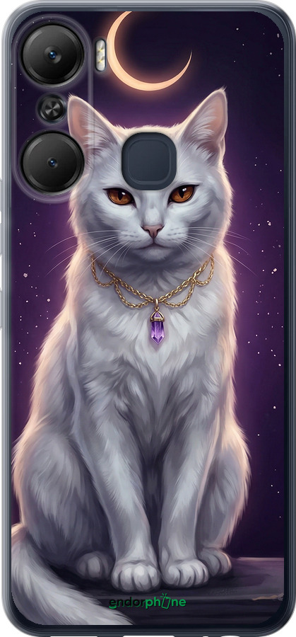 Силиконовый чехол Mystic White Cat Gothic Dark Purple Gold для Infinix Hot 12 Pro - 6805u-2868 изображение 