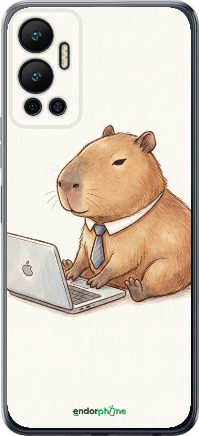 Силиконовый чехол Funny Capybara CEO Working для Infinix Hot 12 - 6777u-2864 изображение 