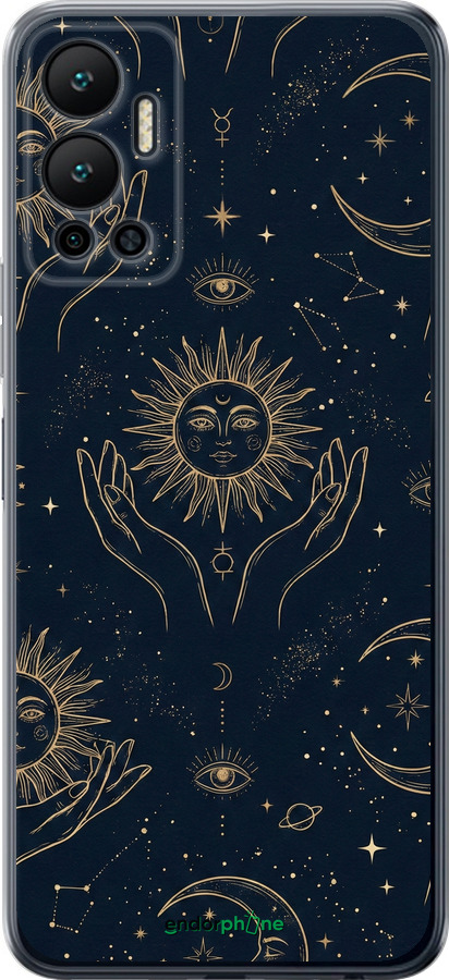 Силіконовий чехол Celestial Harmony: Sun & Moon Gold Mystic Pattern для Infinix Hot 12 - 6778u-2864 изображение 