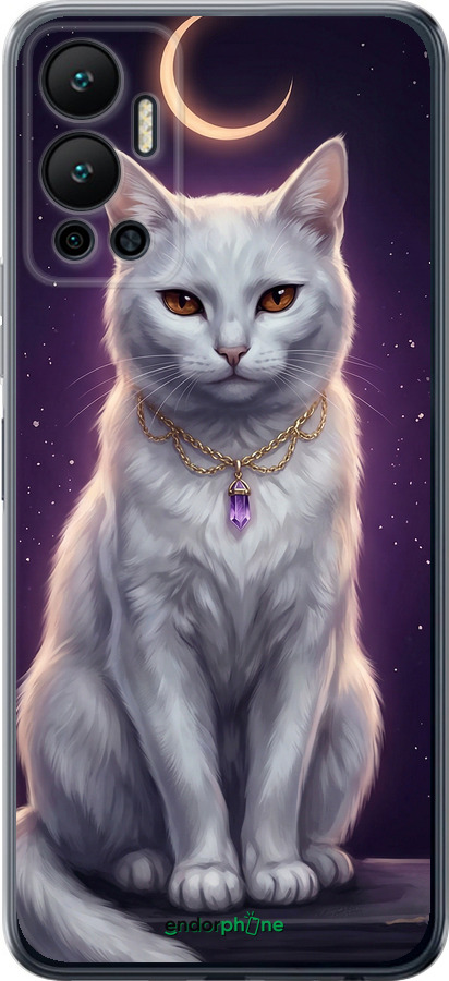 Силиконовый чехол Mystic White Cat Gothic Dark Purple Gold для Infinix Hot 12 - 6805u-2864 изображение 