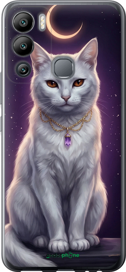 Силиконовый чехол Mystic White Cat Gothic Dark Purple Gold для Infinix Hot 12i - 6805u-2863 изображение 