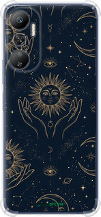 Силикон с усиленными углами чехол 'Celestial Harmony: Sun & Moon Gold Mystic Pattern' для Infinix Hot 20 изображение 3
