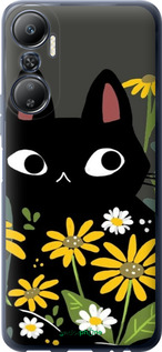 Силіконовий чехол Чорний кіт з квітами для Infinix Hot 20 - 6448u-2966 изображение 