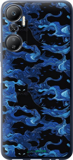 Силиконовый чехол Абстрактный узор черных котов на синем фоне для Infinix Hot 20 - 6525u-2966 изображение 