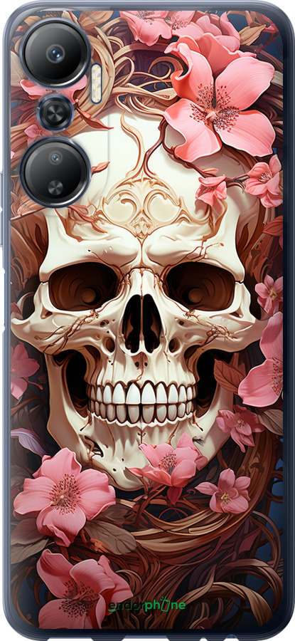 Силіконовий чехол Череп у рожевих квітах для Infinix Hot 20 - 5965u-2966 изображение 