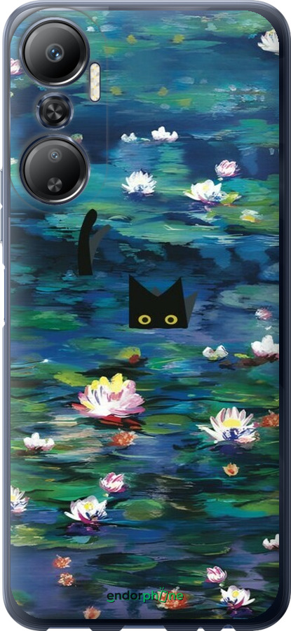 Силиконовый чехол із зображенням водяних лілій та кішок для Infinix Hot 20 - 6257u-2966 изображение 