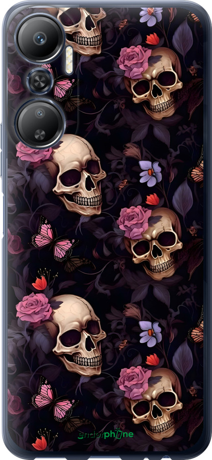 Силіконовий чехол Черепи та троянди для Infinix Hot 20 - 6316u-2966 изображение 