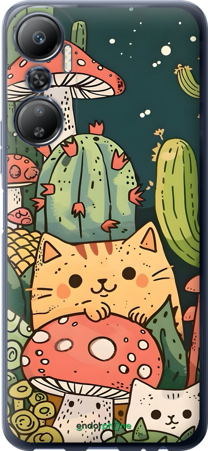 Силиконовый чехол Коты грибы для Infinix Hot 20 - 6321u-2966 изображение 