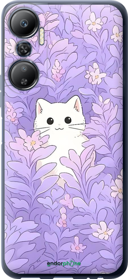 Силиконовый чехол Котик в цветах для Infinix Hot 20 - 6390u-2966 изображение 