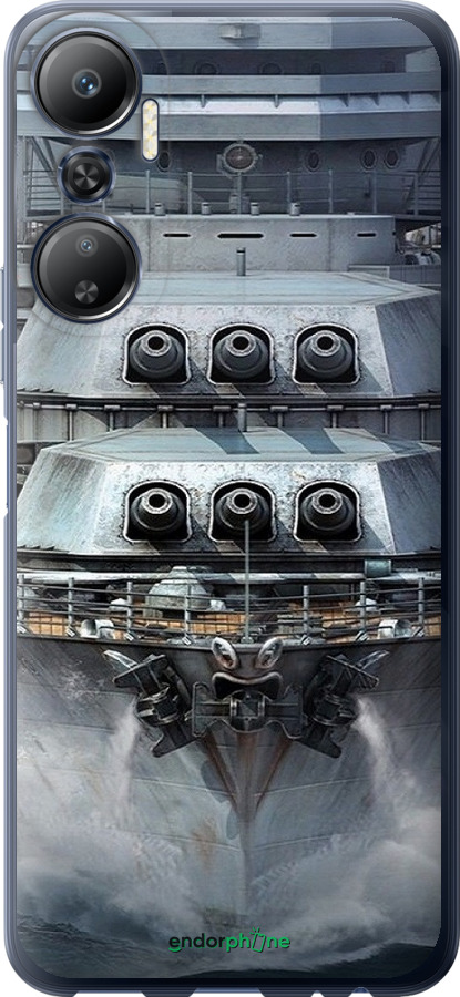 Силиконовый чехол Линкор, world of tanks, wargaming, военный корабль для Infinix Hot 20 - 6453u-2966 изображение 