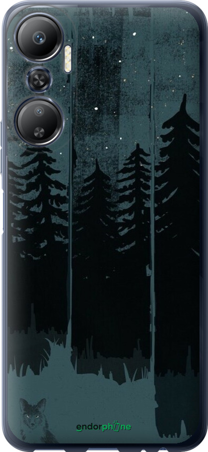 Силиконовый чехол Лиса и ночной лес для Infinix Hot 20 - 6481u-2966 изображение 