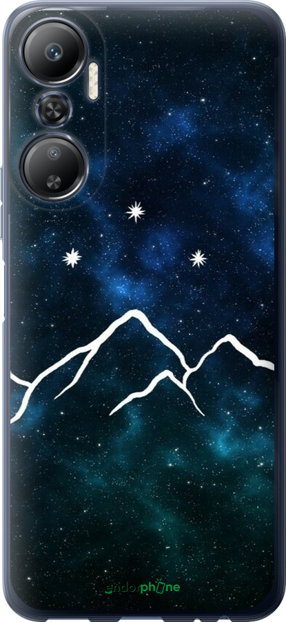 Силіконовий чехол Гори та зірки намальовані на тлі галактики для Infinix Hot 20 - 6490u-2966 изображение 