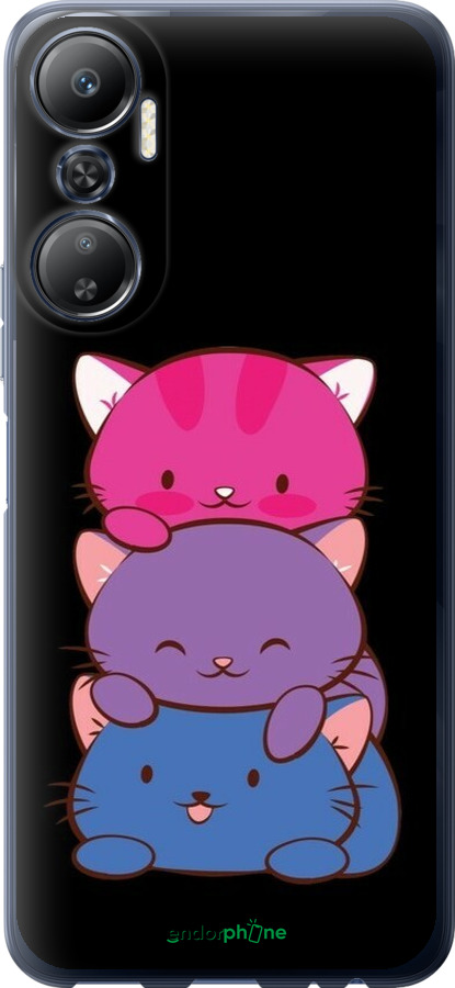 Силиконовый чехол Милые кошки для Infinix Hot 20 - 6518u-2966 изображение 