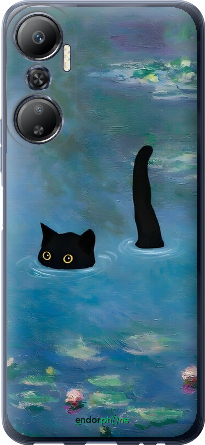 Силиконовый чехол С изображением кота и водяной лилии Monet для Infinix Hot 20 - 6519u-2966 изображение 