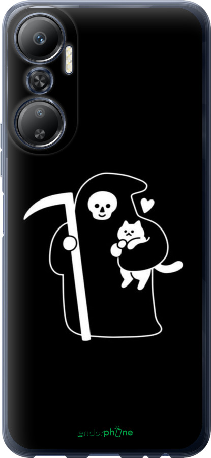 Силіконовий чехол Мінімалістичний арт: смерть та кішка для Infinix Hot 20 - 6529u-2966 изображение 