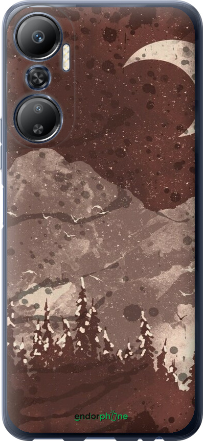 Силіконовий чехол із зображенням місячного пейзажу у нічному лісі для Infinix Hot 20 - 6546u-2966 изображение 