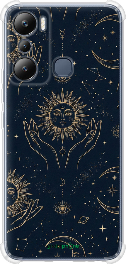 Силикон с усиленными углами чехол Celestial Harmony: Sun & Moon Gold Mystic Pattern для Infinix Hot 20i - 6778sp-2964 изображение 