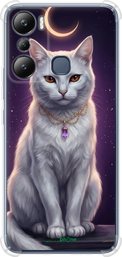 Силикон с усиленными углами чехол Mystic White Cat Gothic Dark Purple Gold для Infinix Hot 20i - 6805sp-2964 изображение 