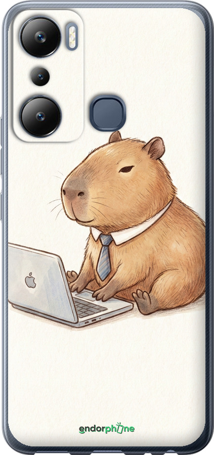 Силиконовый чехол Funny Capybara CEO Working для Infinix Hot 20i - 6777u-2964 изображение 