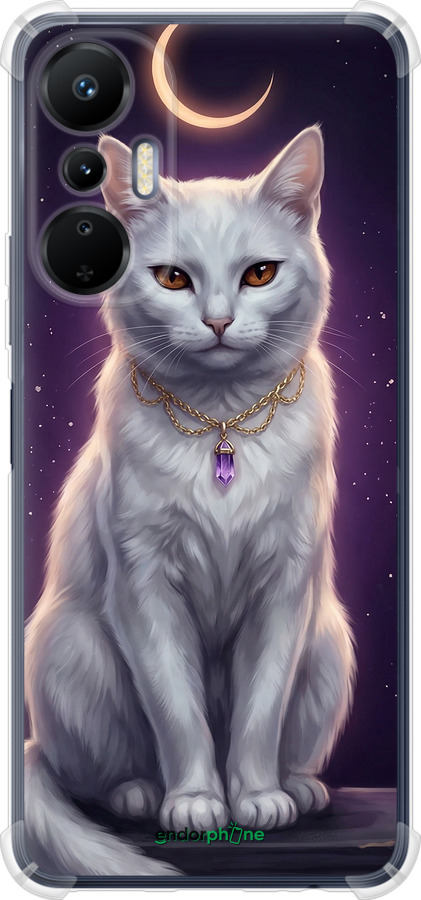 Силикон с усиленными углами чехол Mystic White Cat Gothic Dark Purple Gold для Infinix Hot 20s - 6805sp-2965 изображение 