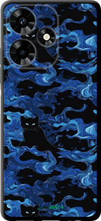 TPU чехол Абстрактный узор черных котов на синем фоне для Infinix Hot 30 - 6525b-3046 изображение 