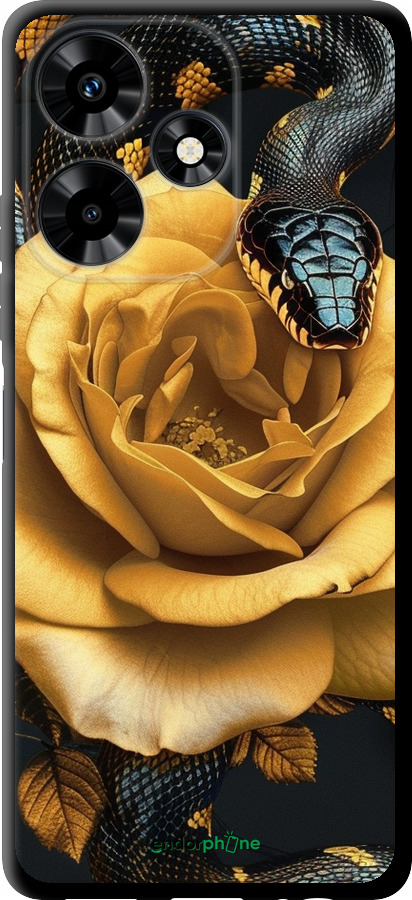 TPU чехол Black snake and golden rose для Infinix Hot 30 - 6068b-3046 изображение 
