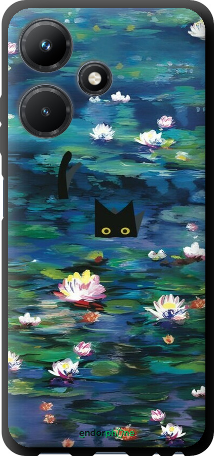 TPU чехол с изображением водяных лилий и кошек для Infinix Hot 30i - 6257b-3045 изображение 