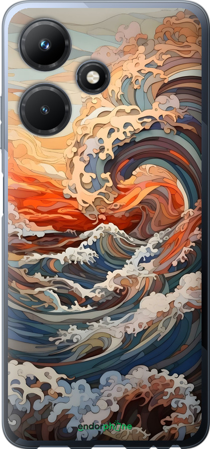 Силиконовый чехол Арт волны для Infinix Hot 30i - 6324u-3045 изображение 
