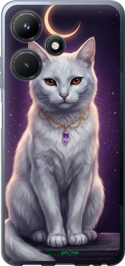 Силіконовий чехол Mystic White Cat Gothic Dark Purple Gold для Infinix Hot 30i - 6805u-3045 изображение 