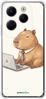 Силіконовий протиударний с посиленими кутами чехол Funny Capybara CEO Working для Infinix Hot 40 Pro - 6777sp-3736 изображение 