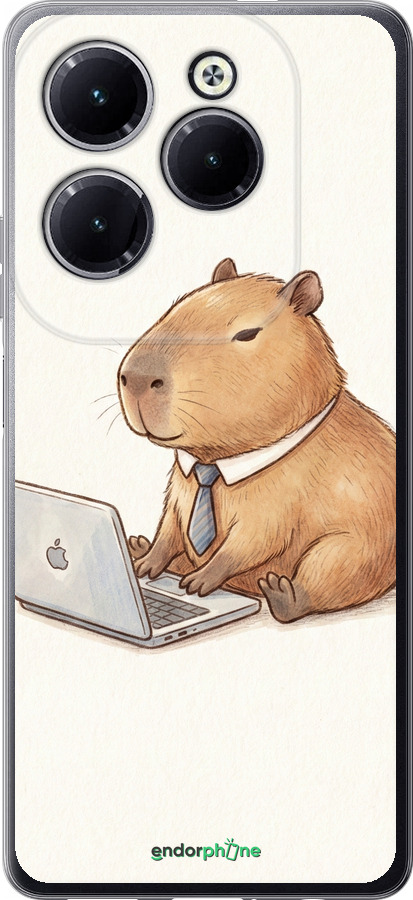 Силиконовый чехол Funny Capybara CEO Working для Infinix Hot 40 Pro - 6777u-3736 изображение 