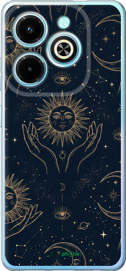 Силіконовий чехол Celestial Harmony: Sun & Moon Gold Mystic Pattern для Infinix Hot 40i - 6778u-3504 изображение 