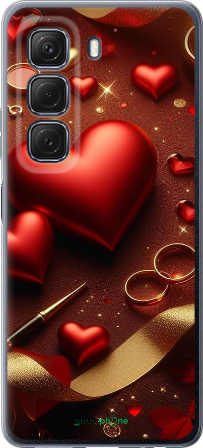 Силіконовий чехол Сердечки v3 для Infinix Hot 50 4G - 5833u-3820 изображение 