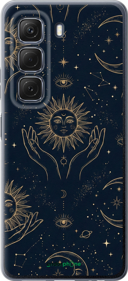Силіконовий чехол Celestial Harmony: Sun & Moon Gold Mystic Pattern для Infinix Hot 50 4G - 6778u-3820 изображение 