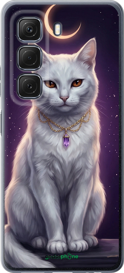 Силиконовый чехол Mystic White Cat Gothic Dark Purple Gold для Infinix Hot 50 4G - 6805u-3820 изображение 