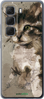 Силиконовый чехол Котёнок из пятен и линий для Infinix Hot 50 5G - 119u-3795 изображение 