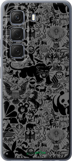 Силиконовый чехол Чёрно-серый стикер бомбинг для Infinix Hot 50 5G - 2432u-3795 изображение 