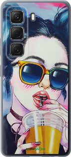 Силиконовый чехол Арт-девушка в очках для Infinix Hot 50 5G - 3994u-3795 изображение 