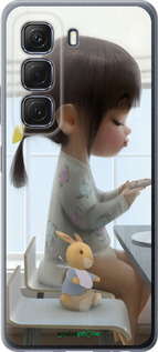 Силиконовый чехол Милая девочка с зайчиком для Infinix Hot 50 5G - 4039u-3795 изображение 