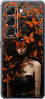 Силиконовый чехол Девушка с оранжевыми бабочками для Infinix Hot 50 5G - 5941u-3795 изображение 