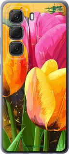 Силиконовый чехол Нарисованные тюльпаны для Infinix Hot 50 5G - 5990u-3795 изображение 