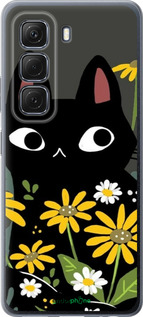 Силиконовый чехол Черный кот с цветами для Infinix Hot 50 5G - 6448u-3795 изображение 