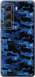 Силіконовий чехол Візерунок чорних котів на блакитному фоні для Infinix Hot 50 5G - 6525u-3795 изображение 