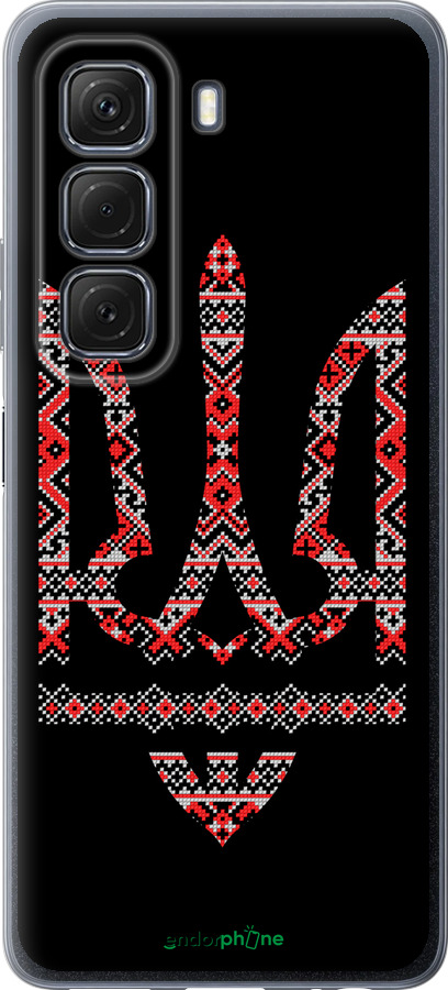 Силиконовый чехол Герб - вышиванка на черном фоне для Infinix Hot 50 5G - 1196u-3795 изображение 