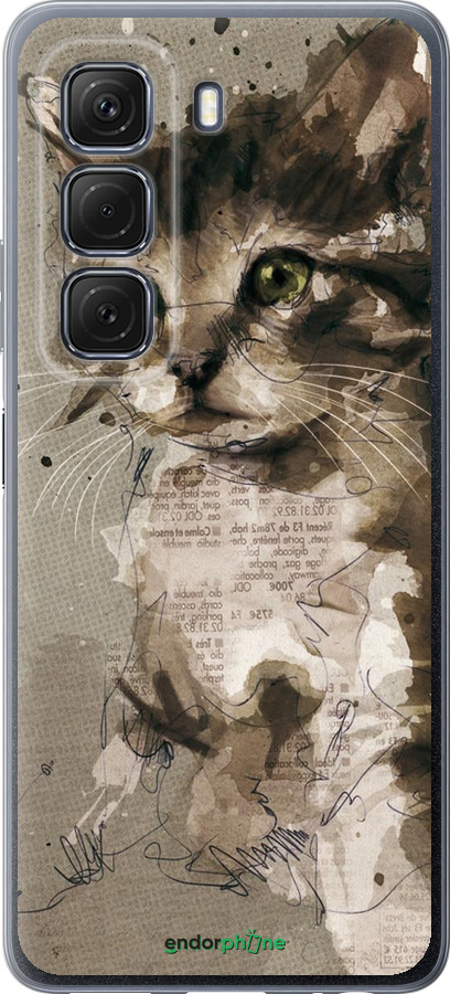 Силиконовый чехол Котёнок из пятен и линий для Infinix Hot 50 5G - 119u-3795 изображение 