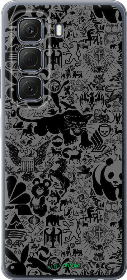 Силиконовый чехол Чёрно-серый стикер бомбинг для Infinix Hot 50 5G - 2432u-3795 изображение 